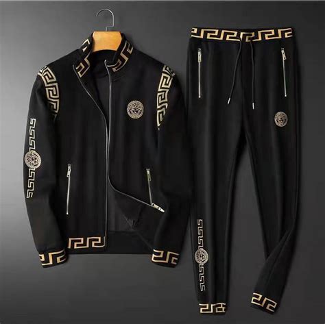 versace jacket mens black|Versace tracksuit men's.